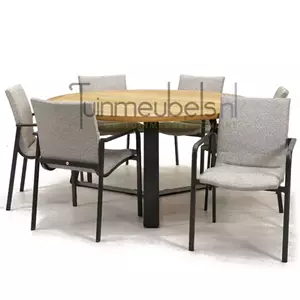 SUNS Tuinstoel Anzio dining Soft grey met Basso 160 cm teaktafel