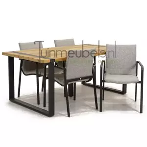 SUNS Tuinstoel Anzio dining Soft grey met Alto 180 cm teaktafel