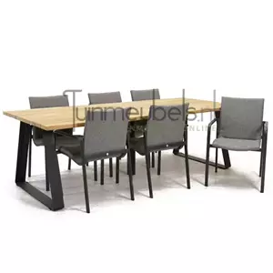 SUNS Tuinstoel Anzio dining Light Antracite met Basso 240 cm teaktafel