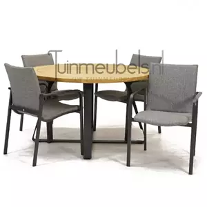 SUNS Tuinstoel Anzio dining Light Antracite met Basso 130 cm teaktafel