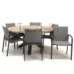 SUNS Tuinstoel Anzio dining Light Antracite met Louvre 160 cm teaktafel