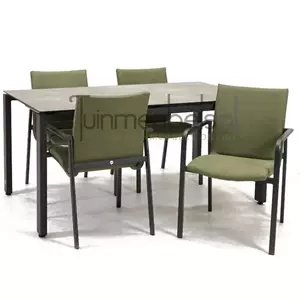 SUNS Tuinstoel Anzio dining Forest green met GOA HPL 160 donker grijs