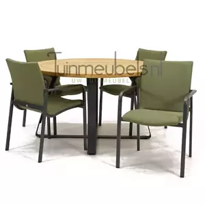 SUNS Tuinstoel Anzio dining Forest green met Basso 130 cm teaktafel