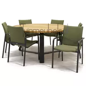 SUNS Tuinstoel Anzio dining Forest green met Basso 160 cm teaktafel