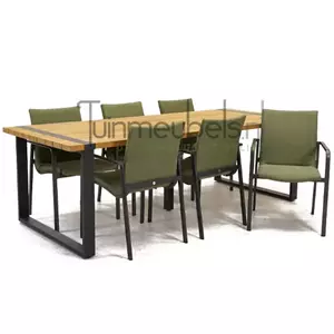 SUNS Tuinstoel Anzio dining Forest green met Alto 240 cm teaktafel