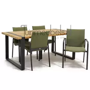 SUNS Tuinstoel Anzio dining Forest green met Alto 180 cm teaktafel