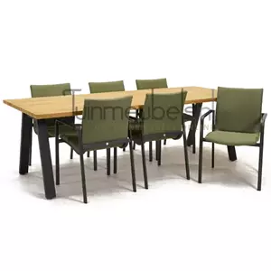 SUNS Tuinstoel Anzio dining Forest green met Ambassador 240 cm teaktafel