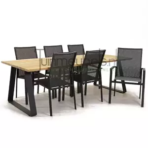 Vita Tuinstoel Delia grijs hoge rug met Basso 240 cm teaktafel