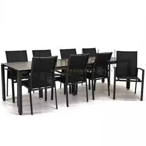 Vita Tuinstoel Delia zwart hoge rug met GOA HPL 280 cm licht grijs