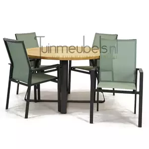 Vita Tuinstoel Delia amandel hoge rug met Basso 130 cm teaktafel