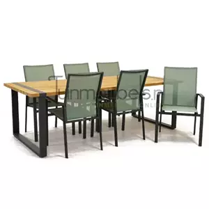 Vita Tuinstoel Delia amandel hoge rug met Alto 240 cm teaktafel
