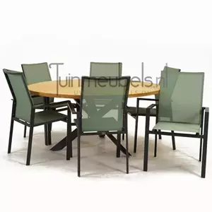 Vita Tuinstoel Delia amandel hoge rug met Prado 160 cm teaktafel