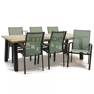 Vita Tuinstoel Delia amandel hoge rug met Derby 240 cm teaktafel