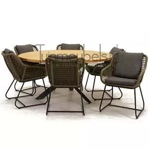 Vita Tuinstoel Portofino olijf groen met Basso 160 cm teaktafel
