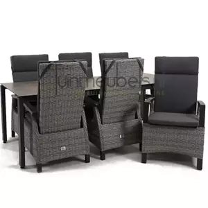 Lesli Living Tuinstoel Prato Brick wicker met GOA HPL 220 cm donker grijs