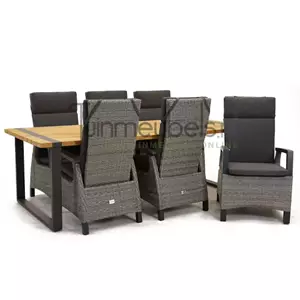 Lesli Living Tuinstoel Prato Brick wicker met Alto 240 cm teaktafel