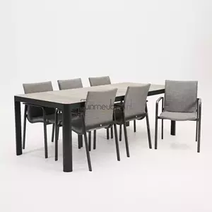 SUNS Tuinstoel Anzio dining Light antracite met Castilla negro 220 x 100 cm