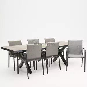 SUNS Tuinstoel Anzio dining Light antracite met Castilla negro kruispoot