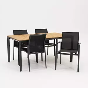 Vita Tuinstoel Delia zwart met Arezzo tafel 160 x 90 cm