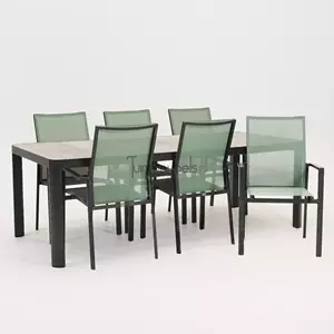 Vita Tuinstoel Delia amandel hoge rug met Castilla Negro 220 x 100 cm