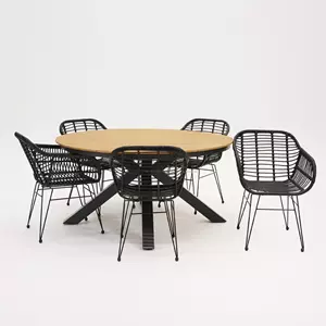 Lesli Living Tuinstoel Moda zwart met Arezzo tafel 150 cm rond