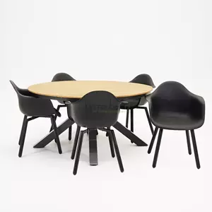 Lesli Living Tuinstoel Montreux zwart/zwart met Arezzo tafel 150 cm rond