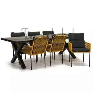 Vita Tuinstoel  Gino geel met braga tafel 240 cm