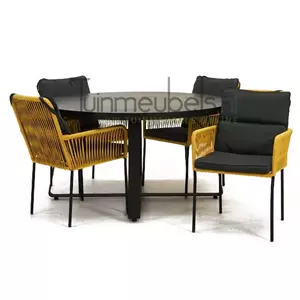 Vita Tuinstoel  Gino geel met braga tafel 140 cm