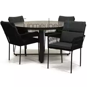 Vita Tuinstoel  Gino zwart met braga tafel 140 cm