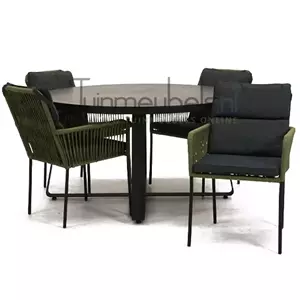 Vita Tuinstoel  Gino groen met braga tafel 140 cm rond