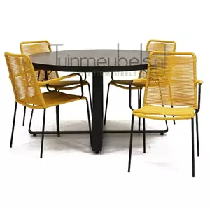Vita Tuinstoel  Luxor geel met braga tafel 140 cm rond