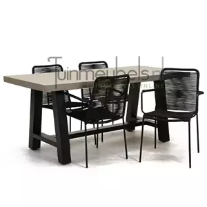 Vita Tuinstoel  Luxor zwart met toro tafel 180 cm