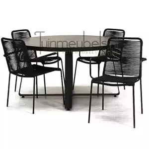 Vita Tuinstoel  Luxor zwart met braga tafel 140 cm rond