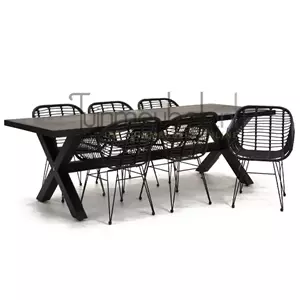 Lesli Living Tuinstoel Moda zwart met braga tafel 240 cm