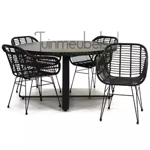 Lesli Living Tuinstoel Moda zwart met braga tafel 140 cm rond