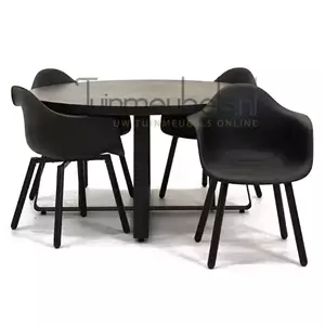 Lesli Living Tuinstoel Montreux zwart/zwart met braga tafel 140 cm