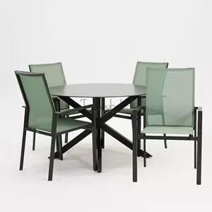 Vita Tuinstoel Delia amandel hoge rug met crest tafel 120 cm rond