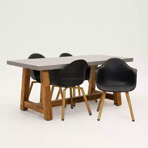 Lesli Living Tuinstoel Montreux zwart/hout met judy tafel 180 cm