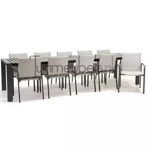 SUNS Tuinstoel Anzio soft grey 10 stoelen met rialto aluminium tafel 262 x 329 cm
