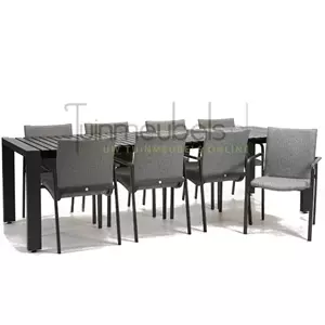 SUNS Tuinstoel Anzio Light Antracite 8 stoelen met rialto aluminium tafel 213 x 269 cm