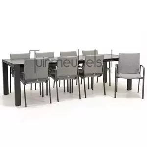 SUNS Tuinstoel Anzio Light Antracite 8 stoelen met rialto aluminium tafel 262 x 329 cm