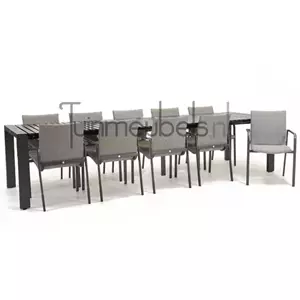 SUNS Tuinstoel Anzio Light Antracite 10 stoelen met rialto aluminium tafel 262 x 329 cm