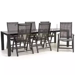 SUNS Tuinstoel Primero 6 stoelen met rialto aluminium tafel 262 x 329 cm
