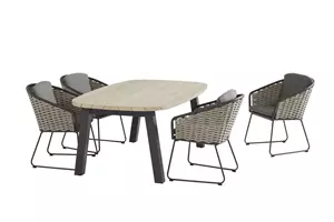 4 Seasons Outdoor Diningset Derby Ellips + 4 Bo tuinstoelen 