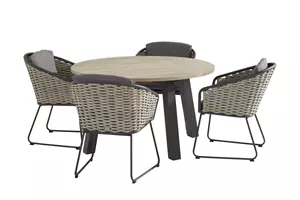 4 Seasons Outdoor Diningset Derby 130 cm rond + 4 Bo tuinstoelen 