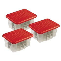 3x stuks kerstballen opruimen opbergbox 24 liter - voor 45 kerstballen - Kerstversiering opruimen/opbergen