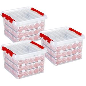 3x Kerstballen opruimen opbergboxen 26 liter - voor in totaal 225 kerstballen - Kerstversiering/kerstdecoratie opruimen/opbergen