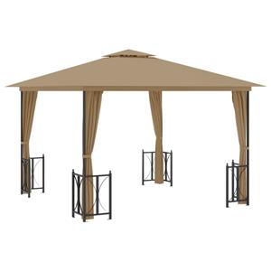 vidaXL Pavillon mit Seitenwänden & Doppeldach 3x3 m Taupe 