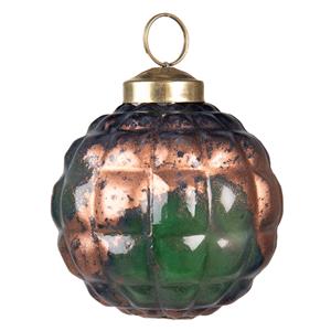 Clayre & Eef Kerstbal Ø 7 Cm Groen Glas Kerstdecoratie Kerstversiering Kerstboomversiering Groen Kerstdecoratie