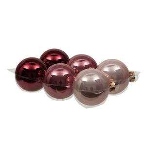 Othmar decorations 6x Stuks Glazen Kerstballen Roze Tinten 8 Cm Mat/glans - Kerstbal